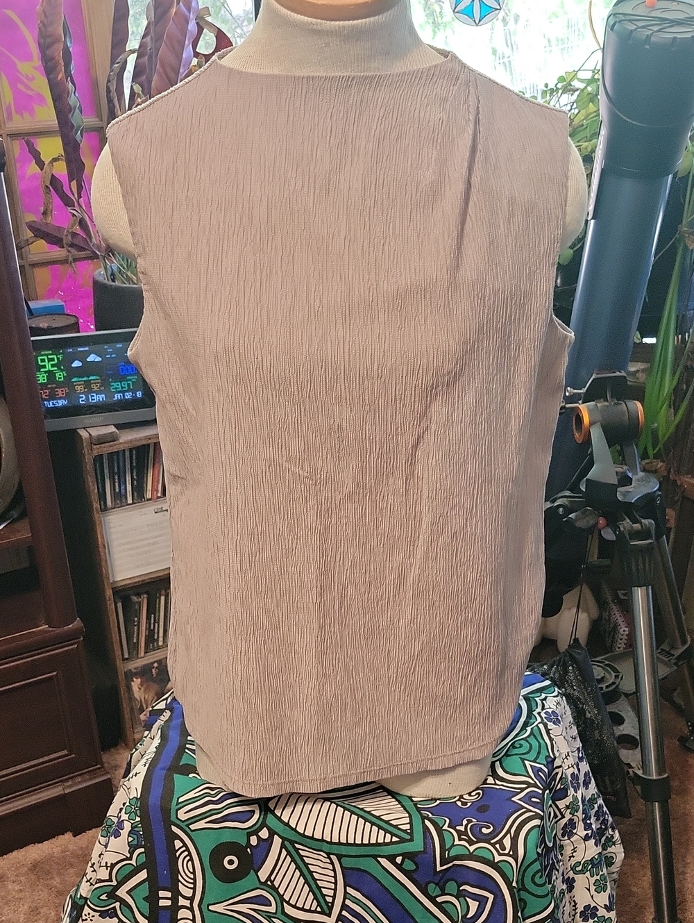 Calvin Klein Sleeveless Mock Neck Top - Light Taupe